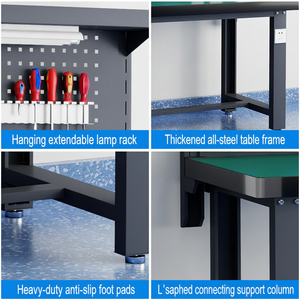 Banco de Trabajo Resistente Antiestático Personalizable ZHY-63 1200x750x1800mm con 2 Cajones con Cerradura y Capacidad de Carga de 1500kg para Taller - Product Image 3