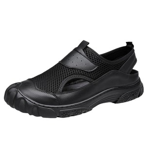 Sandales plates à bout fermé, doublure en mesh respirante, style sportif, légères, faciles à enfiler, chaussures décontractées d'été - Product Image 5