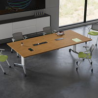 Table de conférence moderne en bois massif, pieds réglables, design pliable, caractéristiques écologiques, multifonctionnelle pour la maison, le bureau, la salle à manger