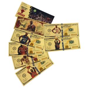 Billete de Dólar Estadounidense de Baloncesto <span class=keywords><strong>Jordan</strong></span> de 2026, 8 Tipos, Bañado en Oro de 24k para Colección - Product Image 1