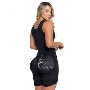 Faja colombienne sculptante à haute compression avec bretelles larges et 2 broches, longueur mi-cuisse - Product Image 3