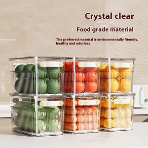 Şeffaf plastik taze tutmak için tekerlekler ile saklama kutusu içecekler gıda konteyner yumurta organizatör kolu mutfak buzdolabı - Product Image 4
