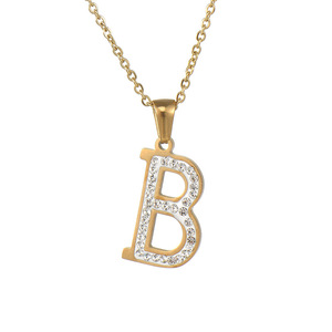 สร้อยคอจี้ตัวอักษรชุบทอง 18K ทำจากสแตนเลสสตีล สำหรับผู้ชาย เครื่องประดับแฟชั่น ของขวัญ ดีไซน์ใหม่ หินธรรมชาติ คุณภาพดี เป็นมิตรต่อสิ่งแวดล้อม - Product Image 6
