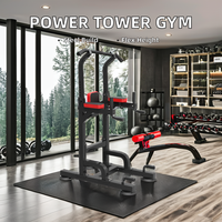 Equipo de ejercicio de gimnasio en casa de acero y metal, torre de energía multiestación y estante extraíble, estación de inmersión de Fitness para uso doméstico
