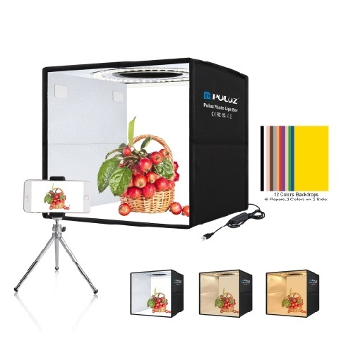 PULUZ Mini 25cm Portable Light Box Foldable Plastic Jewelry Shooting Tent Small Desktop Photography Studio Equipment