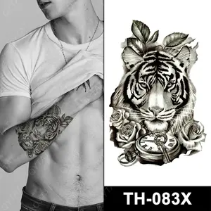 Adesivi temporanei per braccio corpo trasferimento acqua fantastici disegni tribali tatuaggio finto uomo tigre