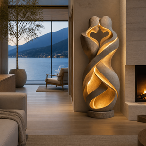 Scultura in Fibra di Vetro a Grandezza Naturale, Figura di Amanti Intrecciati Realizzata a Mano per Sale Matrimoni e Hall - Product Image 2