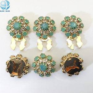 Độc Đáo Màu Xanh Lá Cây Opal Rhinestone Hoa Nút Bao Gồm Upcycle Nút Có Thể Tháo Rời Clip Đối Với Phụ Nữ Mùa Xuân Mùa Hè Áo Sơ Mi Nút Jewel - Product Image 1