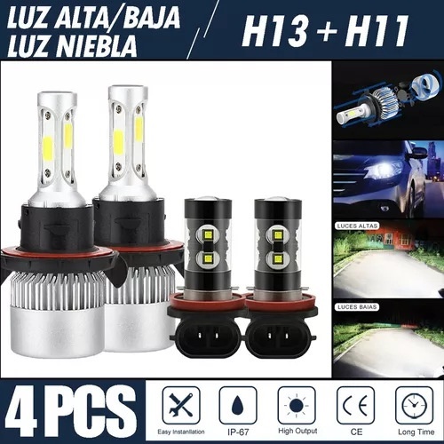 Universal 12V LED Headlight Combo Set, 36W 8000 Lumens, H4 H7 H8 H11 H13 880 881 9005 9006 9007 High-Brightness Car LED Bulbs - View 3