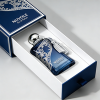 Flacon de parfum de luxe au design nouveau, avec pompon, 100 ml, flacon de parfum en verre, forme unique, avec emballage en boîte