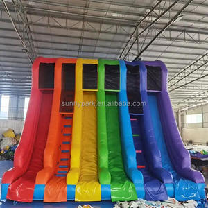 Ngoài trời khổng lồ cầu vồng khô trượt 6 làn đường trượt nước Inflatable và trượt cho người lớn Kid - Product Image 2