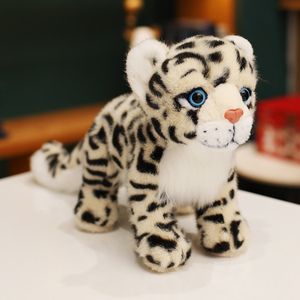 Vente en gros de jouets en peluche <span class=keywords><strong>super</strong></span> doux, simulation d'animaux du zoo, poupée réaliste, petit jouet léopard des neiges - Product Image 1