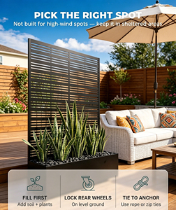 Jardinera Elevada 2 en 1 con Rejilla de Privacidad, Ruedas con Bloqueo, Resistente a la Oxidación, Fácil de Montar, para Patio, Balcón, Plantas Trepadoras - Product Image 5