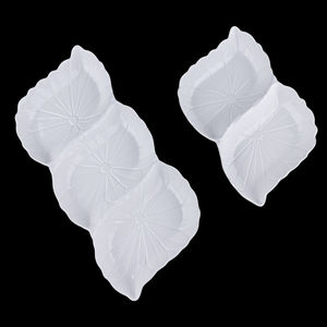 Piring Keramik Putih Porselen 2 Sekat untuk Sajian Camilan/Dessert dengan Motif Tanaman, Langsung dari Pabrik - Product Image 6