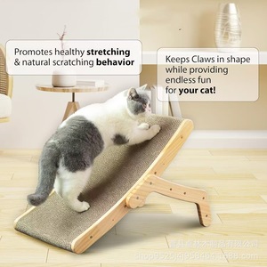 Wooden cat scratching post, upright pet toy stand, scratching <b>board</b>, claw sharpener, cat bed scratching <b>mat</b>, solid wood cat toy - Product Image 5