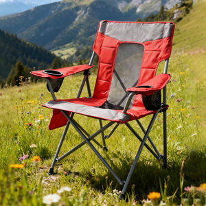 เก้าอี้ตั้งแคมป์โลหะน้ำหนักเบาพับได้เป็นมิตรกับสิ่งแวดล้อมพร้อมที่วางถ้วยและที่วางแขนสำหรับท่องเที่ยวตั้งแคมป์ชายหาดสำหรับการเดินป่า - Product Image 1