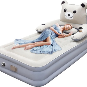 Modern PVC Inflatable Air <b>Mattress</b> with Flocking and Built-in Pump Single Full Size for Indoor and Outdoor Use - Product Image 1