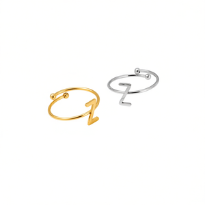 Anello in Acciaio Inossidabile con Lettera Z, Gioiello alla Moda, 6mm, Taglia Regolabile, per Donna e Uomo, Idea Regalo - Product Image 2