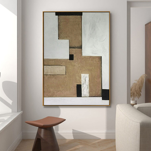 Màu xanh xám hình học khách sạn trang trí tường nghệ thuật vẽ tay Acrylic tối giản tác phẩm nghệ thuật trừu tượng bức tranh - Product Image 2