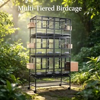 Cage d'élevage de perroquets de luxe moderne empilable en gros, multi-niveaux, 6 compartiments, thermolaquée pour intérieur/extérieur, pour pigeons et canaris