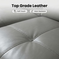 Canapé droit trois places en cuir véritable de style nordique moderne, rembourrage en éponge, design ergonomique, revêtement durable, acier inoxydable, pour appartement