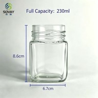 Lot de 200 ml de petits pots en verre carrés pour aliments, récipients haute transparence pour souvenirs, cadeaux et emballages de détail