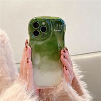 Coque de téléphone portable ondulée de style Ins Matcha Green pour iPhone 14 Pro Max 13 Pro 12 11, coque arrière souple en TPU