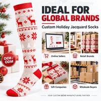 Chaussettes de compression mi-hautes personnalisées à motif jacquard, fabrication OEM, marque privée, pour les fêtes de Noël
