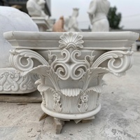 Colonne Romaine Ronde Solide en Pierre Corinthe Sculptée, Pilier Carré Creux en Marbre Composite pour Jardin, Villa et Hôtel Norton Factory
