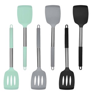 <b>Silicone</b> Spatula With Handle 35cm Green Gray Black Kitchen Utensil Stainless Steel High Temperature Resistant Cooking Tool - Product Image 3