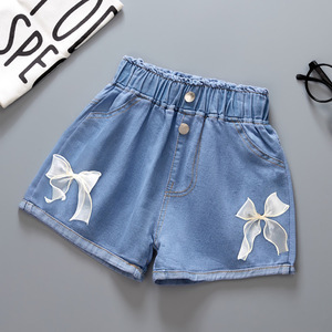 Nuevos shorts de mezclilla LURI 2025 para niñas, casuales, lisos, modernos, ecológicos, para exteriores, tallas medias y grandes para niños y bebés, venta al por mayor, en stock. - Product Image 1