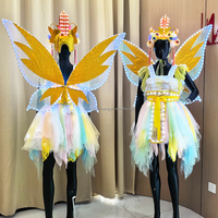 Ensemble de costume de fée papillon LED, ailes lumineuses, robe en tulle pour spectacle sur scène, défilé de carnaval, Halloween, danse, performance, fête