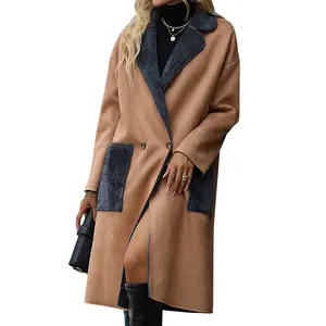 Manteau long en cuir pour femme, en stock, de haute qualité, collection automne-hiver 2023