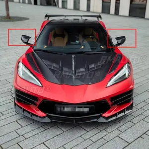 Une paire de coques de rétroviseurs latéraux pour Chevrolet Corvette C8 2020-2023, accessoires de voiture, aspect carbone noir brillant - Product Image 5