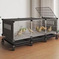 Cage à volailles extra large et robuste en acier galvanisé avec bac à fumier, anti-prédateurs, pour canards, cailles, poules, pour ferme extérieure et jardin