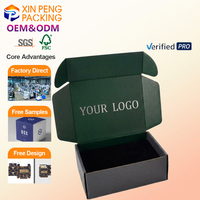 Cajas de Envío Corrugadas Negras Mate Personalizadas al por Mayor con Logotipo en Relieve UV, Caja de Papel para Envíos de Ropa