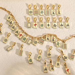 Charm a Clip Mahjong di Tendenza per Creazione di Gioielli, Bracciali e Collane Fai-da-Te, Charm in Metallo Dorato con Smalto - Product Image 1