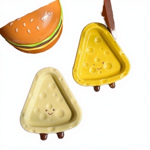 Mignon plat carré de 4 pouces en céramique et porcelaine, motif dessin animé, compatible micro-ondes, pour sauce soja, vinaigre et assaisonnements, couleur sous-glaçure - Product Image 4