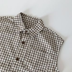 Ensemble 2 pièces d'été 2026 pour garçons : Chemise <span class=keywords><strong>sans</strong></span> <span class=keywords><strong>manches</strong></span> à carreaux et short – Vente en gros - Product Image 4