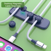 Organisateur de câbles de données auto-adhésif magnétique en silicone pour bureau, avec design sans trace pour câbles de données OEM