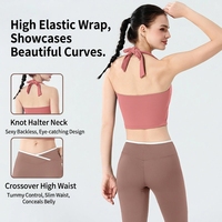 Ensemble de yoga 2 pièces pour femme, haut push-up imprimé, séchage rapide, sans couture, tenue de sport premium pour la gym