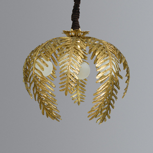 Đèn Led Âm Trần Sảnh Khách Sạn Sang Trọng Độc Đáo Tùy Chỉnh Đèn Treo Trần 4 Lá Cọ Bằng Đồng Vàng Đồng - Product Image 6