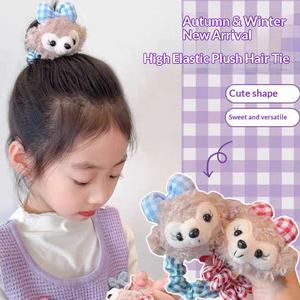 Lindo lazo para el pelo de Shirley May, accesorio doble de felpa con diseño de oso de dibujos animados para niñas, ideal para coletas. - Product Image 3