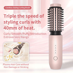 مشط تمليس الشعر وفرشاة مجفف ومكثف للشعر أيوني لاسلكي محمول دوار 3 في 1 - Product Image 2