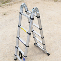Échelle télescopique double réglable de type A pour extérieur, en alliage d'aluminium, avec articulation en bambou