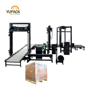 Palet kazık palet dağıtıcı ve konveyör sistemi ile PP/PET dikey tam otomatik palet bantlama makinesi - Product Image 4