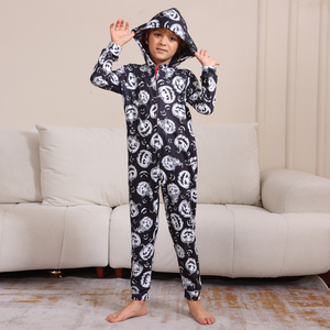 Pijamas familiares de Halloween Estampado de calabaza Mono de una pieza Pijamas con diseño de cremallera de <span class=keywords><strong>esqueleto</strong></span> - Product Image 2
