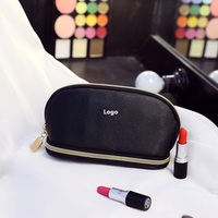 Label pribadi tas Makeup berkilau setengah bulan lapisan ganda dengan ritsleting dompet Makeup perjalanan