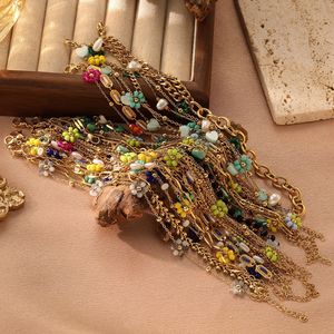 Girl's <b>Cute</b> Bohemian Acrylic Multilayer Colorful Flower <b>Bracelet</b> Stainless Steel Summer Jewelry <b>Bracelet</b> for Women - Product Image 6