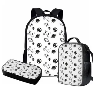 Conjunto de bolsa de astronauta para meninos e meninas, conjunto de 3 peças de bolsa escolar personalizado de desenhos animados com traseira